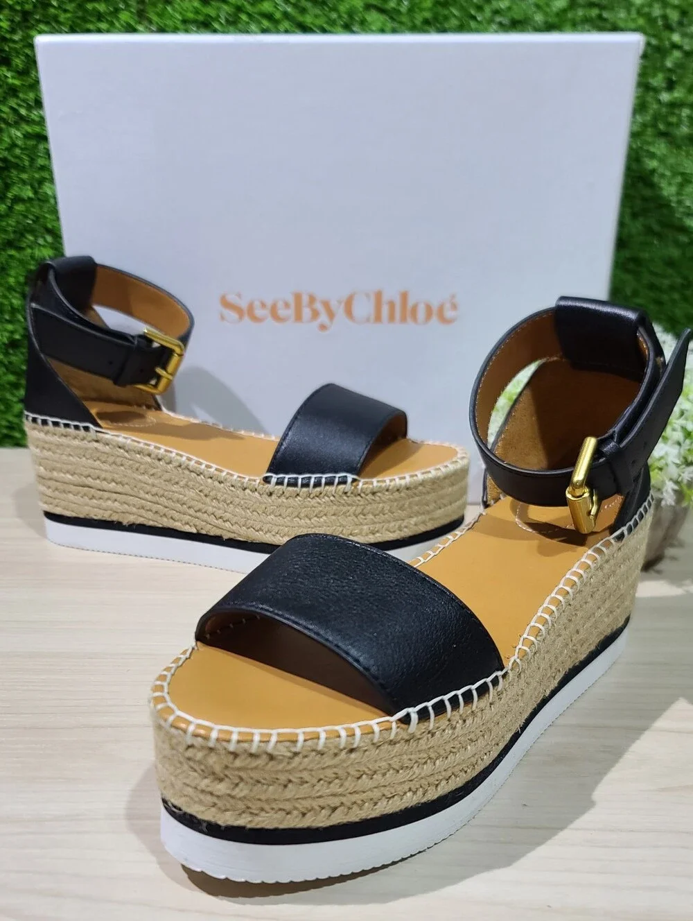 See By Chlo'e Glyn Espadrilles Sandals / Black US 37 (Women's 7) New